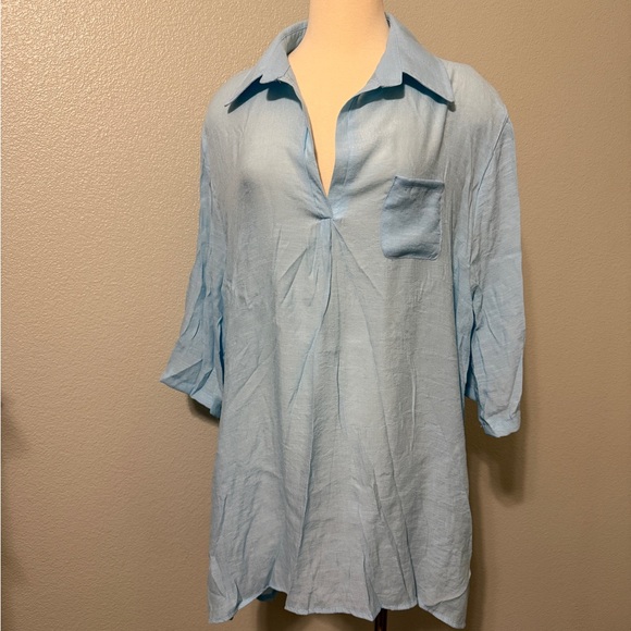 Sky Blue Women's Tunic Shirt - Picture 1 of 4